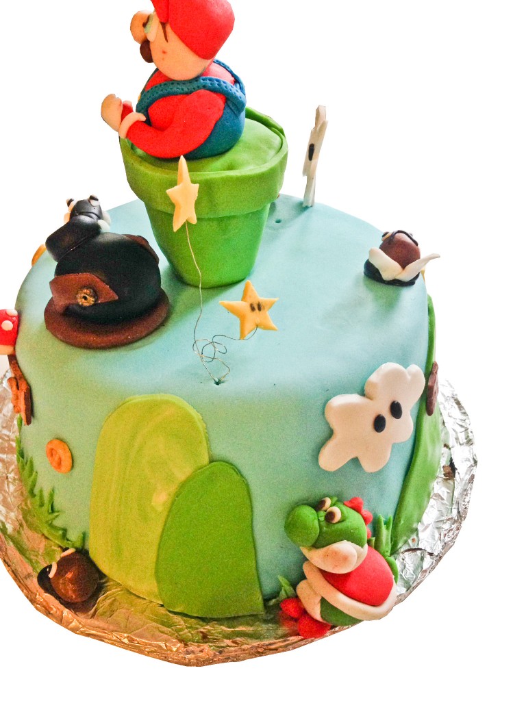 Gâteau Mario Bros en pâte à sucre